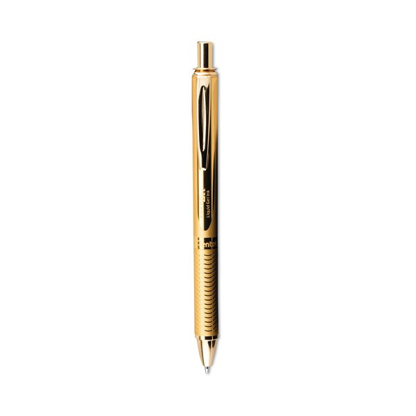 Pentel EnerGel Alloy Retractable Gel Pen, Med 0.7mm, Black Ink, Gold Barrel BL407XABX